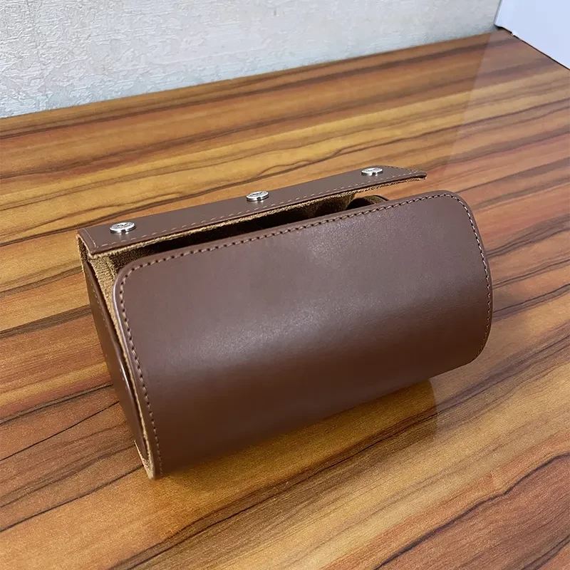 2 Slots Premium High-Quality Brown Leather Travel Watch Box